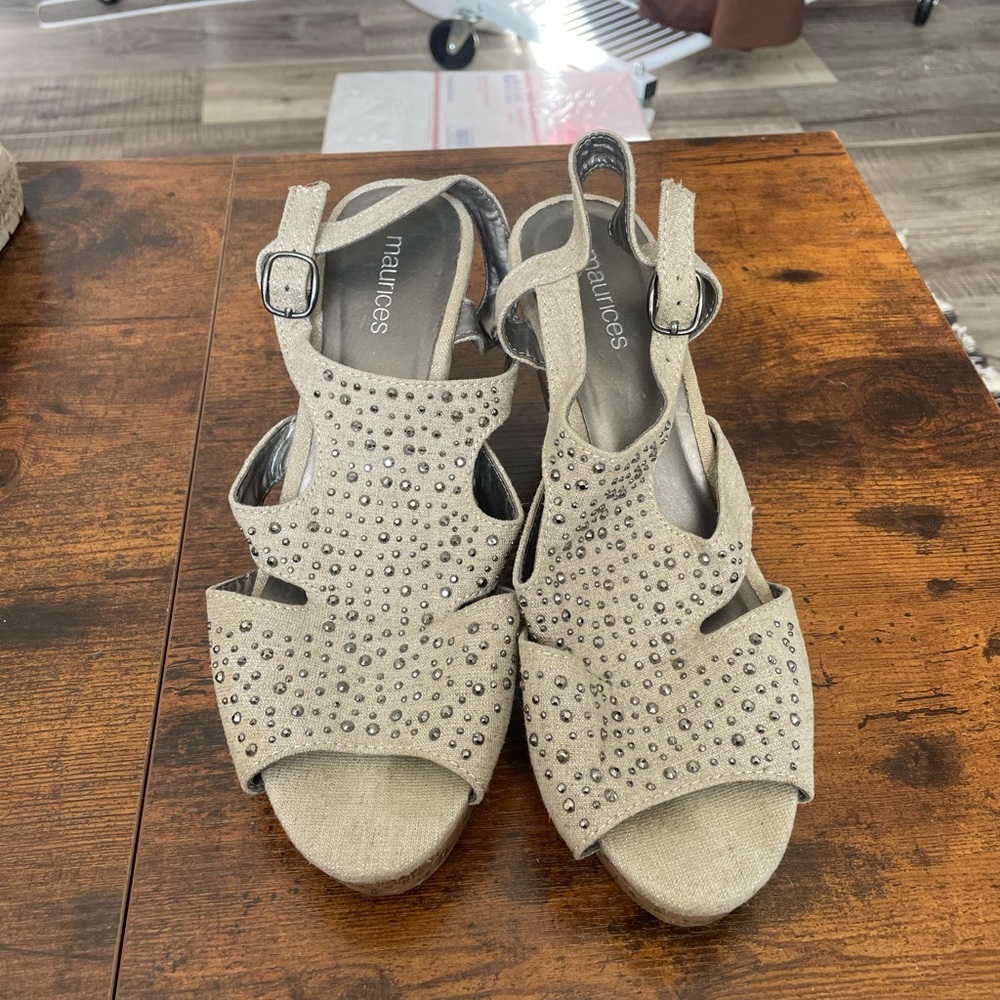 Maurices Beige Studded Women's wedge Sandals